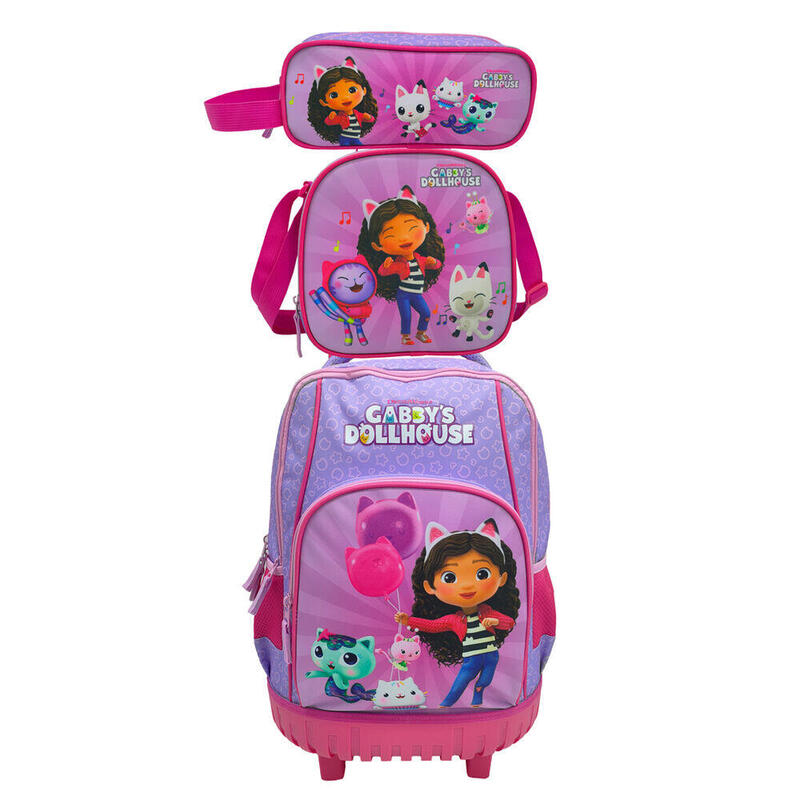 Set Trolley + Portatodo + Bolsa Portameriendas La Casa De Muñecas De Gabby