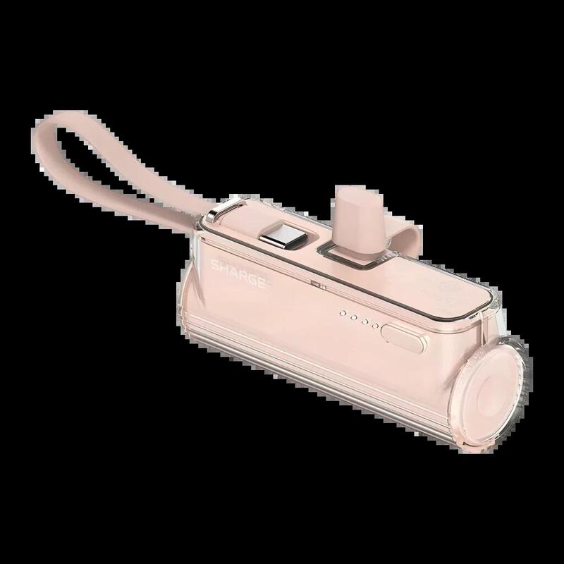 Sharge Flow Mini Rosa Con Cable Integrado 5000mah 22,5w Usb-C Power Bank