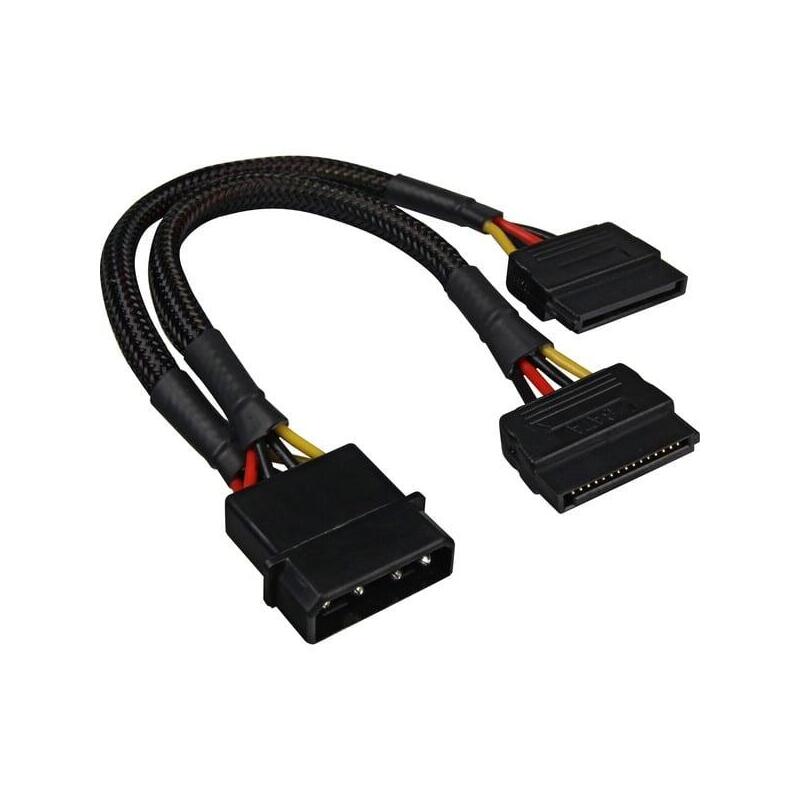 Sharkoon Cable Alimentacion Molex X2 Sata Negro, 15cm 4044951018895