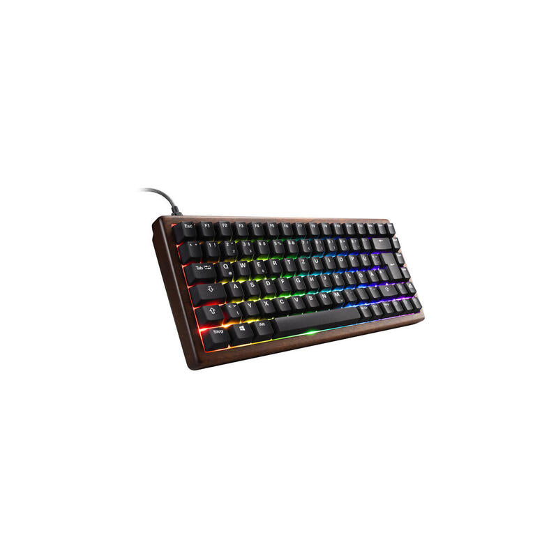 Sharkoon Skiller Sgk50 S3 Wood Pbt, Teclado De Juego Madera/Negro, Diseño De Ti, Gateron G Pro 3.0 Amarillo 4044951042739