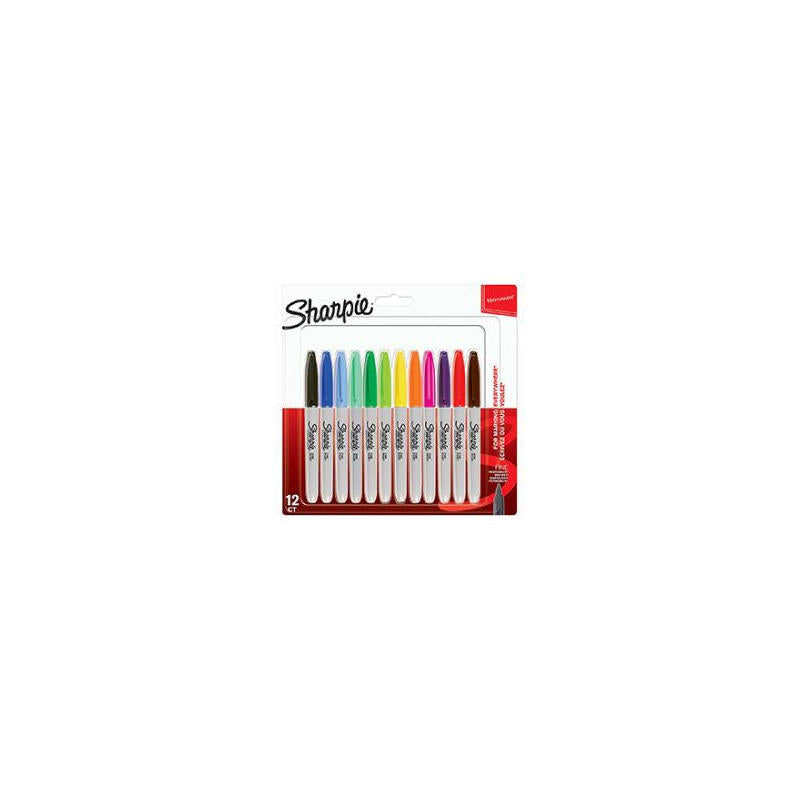 Sharpie Marcador Permanente Fine 0,9mm Surtidos Punta Redonda Blister -12u-