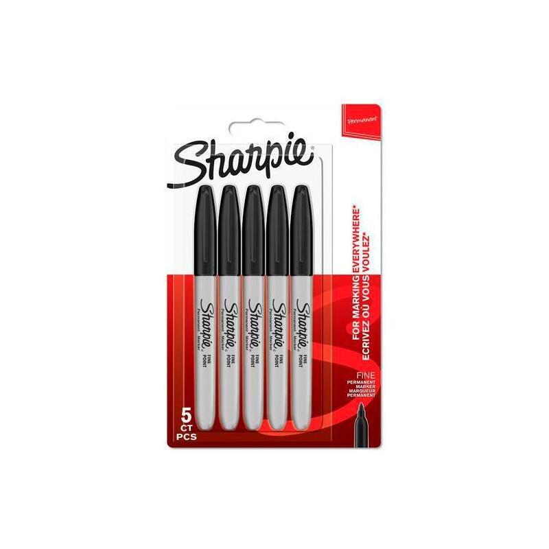 Sharpie Marcador Permanente Punta Fina Blister De 5 Negro