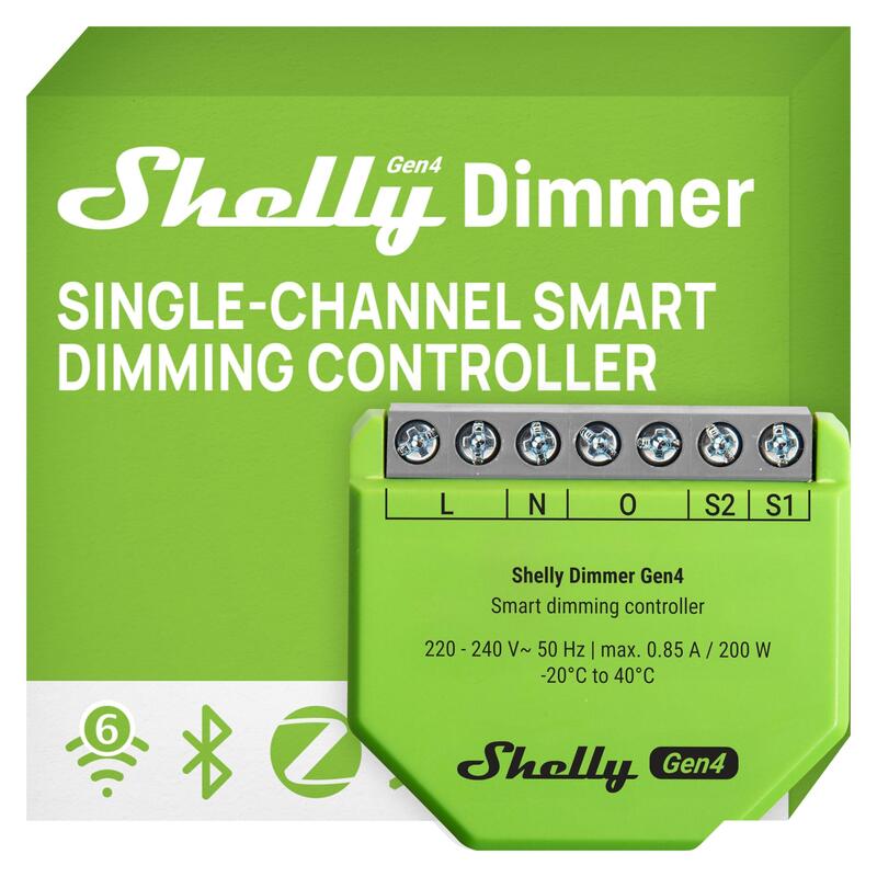 Shelly · Unterputz · \"Dimmer Gen4\" · Relais · Led Lichtcontroller · Messfunktion · Wlan · Zigbee · Matter · Bt