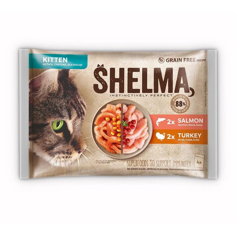 Shelma Kitten With Salmon And Turkey In Sauce - Comida Húmeda Para Gatos - 4x85g