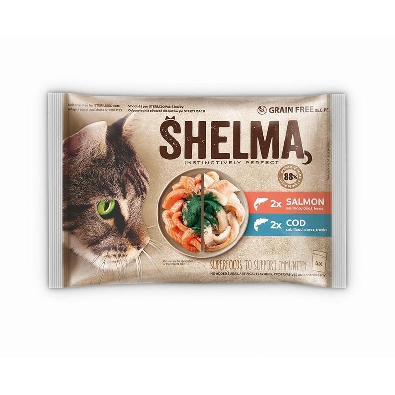 Shelma With Salmon And Cod In Sauce - Comida Húmeda Para Gatos - 4x85g