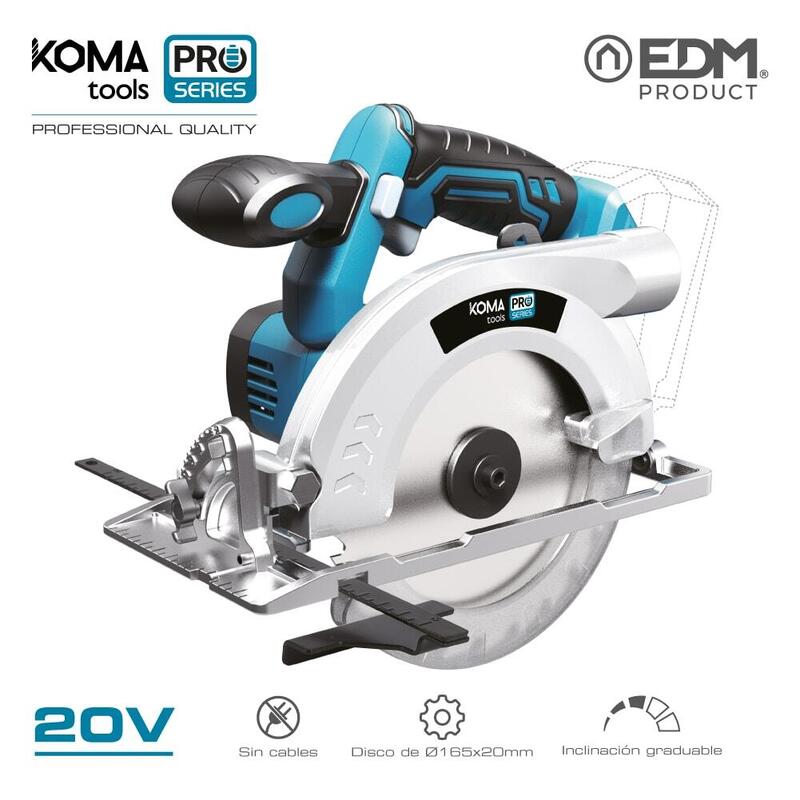 Sierra Circular 20v (No Incluye Bateria Y Cargador) 30,1x21,5cm Koma Tools Pro Series Battery
