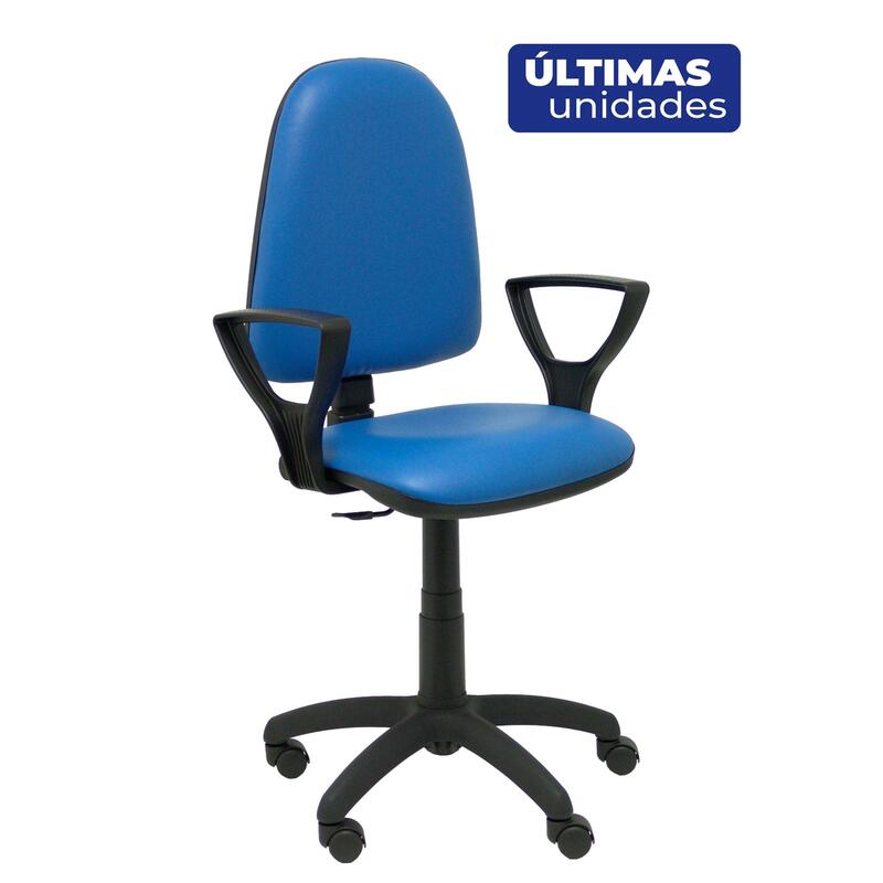Silla Ayna Similpiel Antibacterias Azul Con Brazos