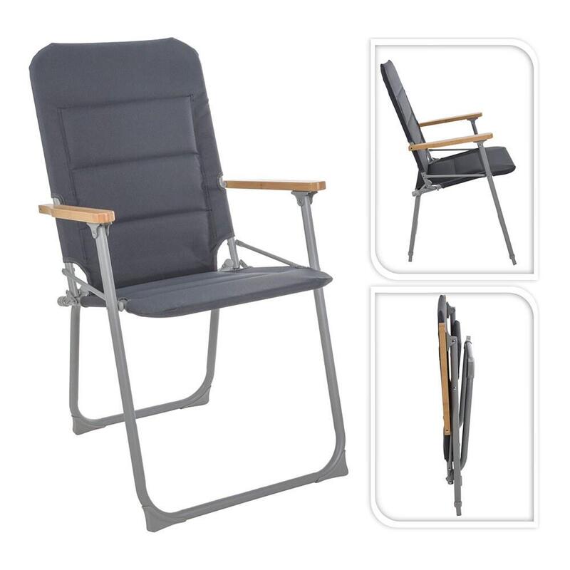 Silla De Camping Plegable Gris, 52 X 55 X 92 Cm