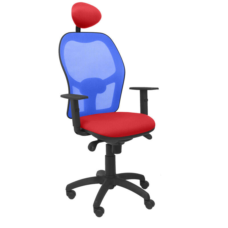 Silla Jorquera Malla Azul Asiento Bali Rojo Con C
