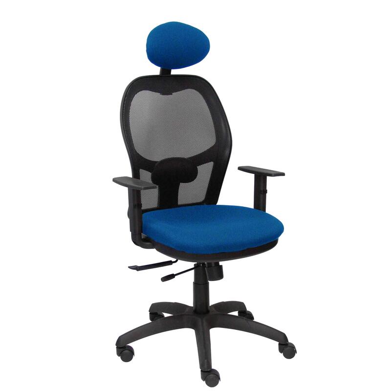 Silla Jorquera Malla Negra Asiento Bali Azul Con T