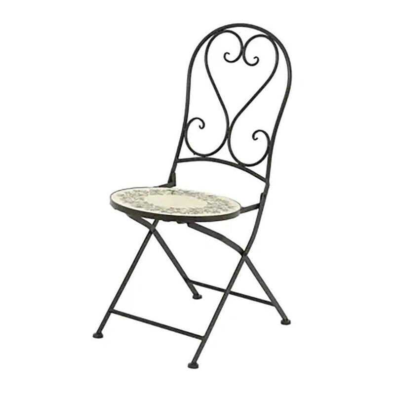Silla Metálica/Mosaico Plegable Atenas Color Negro Para Exterior Ø39 X 52 X 92,5 Cm