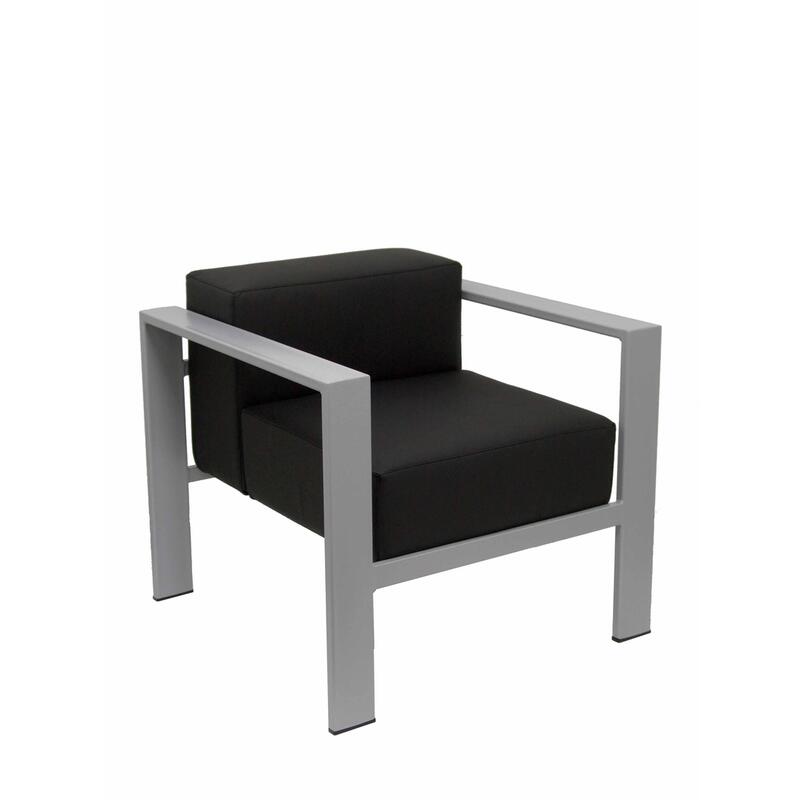 Sillon De Espera Lazaro Similpiel Negro Chasis Pla
