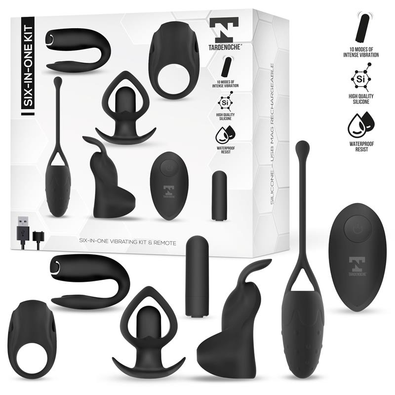 Six-In-One Kit De Bala Vibradora Y 5 Accesorios De Silicona