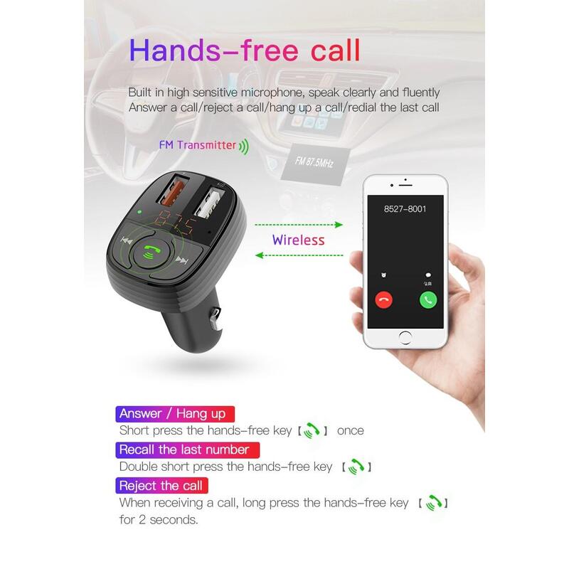 Smart Series Fm Transmission Bluetooth 5.0 Car Charger