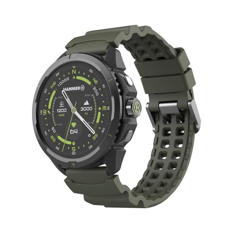 Smartwatch Hammer Watch 2 Military Edition, Gps, Pantalla Amoled Gorilla Glass De 1,5 Pulgadas, Gran Batería De 530 Mah Con Hasta 15 Días De Funcionamiento Con Una Sola Carga, Resistencia A 5 Atm, Botón Sos, Led