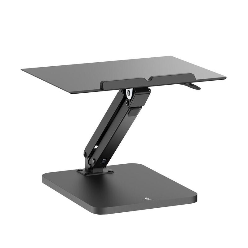 Soporte De Escritorio Maclean Para Monitor U Ordenador Portátil, Resorte De Gas, Para Estar De Pie O Sentado, Negro, Mc-493