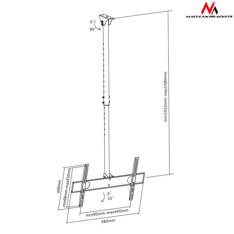 Soporte De Techo Para Tv Maclean Mc-631 Inclinación 32-55 50 Kg Máx.