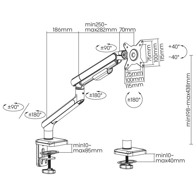 Soporte Ergo Office Er-751 Para Monitor Lcd, Resorte De Gas, Vesa 75x75 Y 100x100, 17-32" 9kg