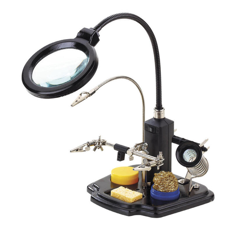 Soporte Paa Soldador Con Lupa Y Pinzas De Cocodrilo Hrv7571 Nimo