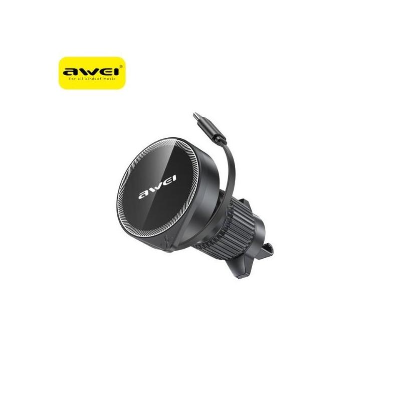 Soporte Para Coche Magsafe X73 Para Parrilla Con Cable Retráctil, Color Negro.