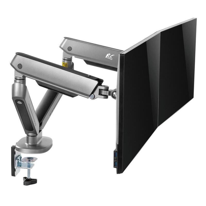 Soporte Para Juegos Nanors Para Dos Monitores, Retroiluminación Led Rgb, 17-32", Máx. 9 Kg, Vesa 75x75 / 100x100, Rs166