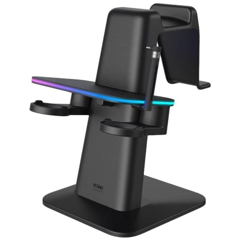 Soporte Vertical Kiwi Design Qc03 Rgb Carga Magnética Para Meta Quest 3/Quest 2/Quest Pro Negro