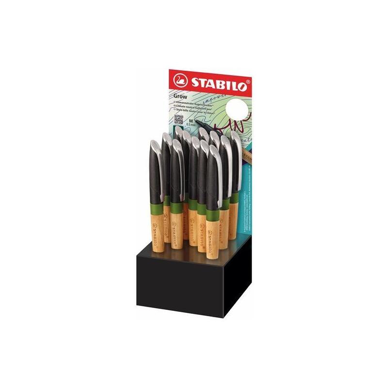 Stabilo Bolígrafo Grow 0.5 Tinta Azul Color Verde Musgo/Roble Expositor 12 Ud