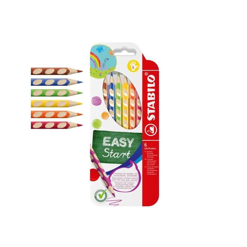 Stabilo Easycolors Pack Con 6 Lapices De Colores Ergonomicos - Mina De 4.2mm - Forma Triangular - Uso Zurdo - Colores