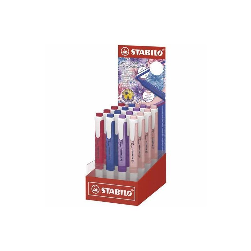 Stabilo Marcador Fluorescente Swing Cool Nature Wildflowers 4 Colores Surtidos Expositor 16 Ud