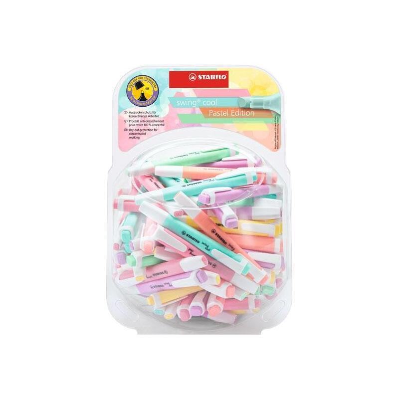 Stabilo Swing Cool Marcador Fluorescente Bombonera 100 Uds. En 6 Colores Pastel