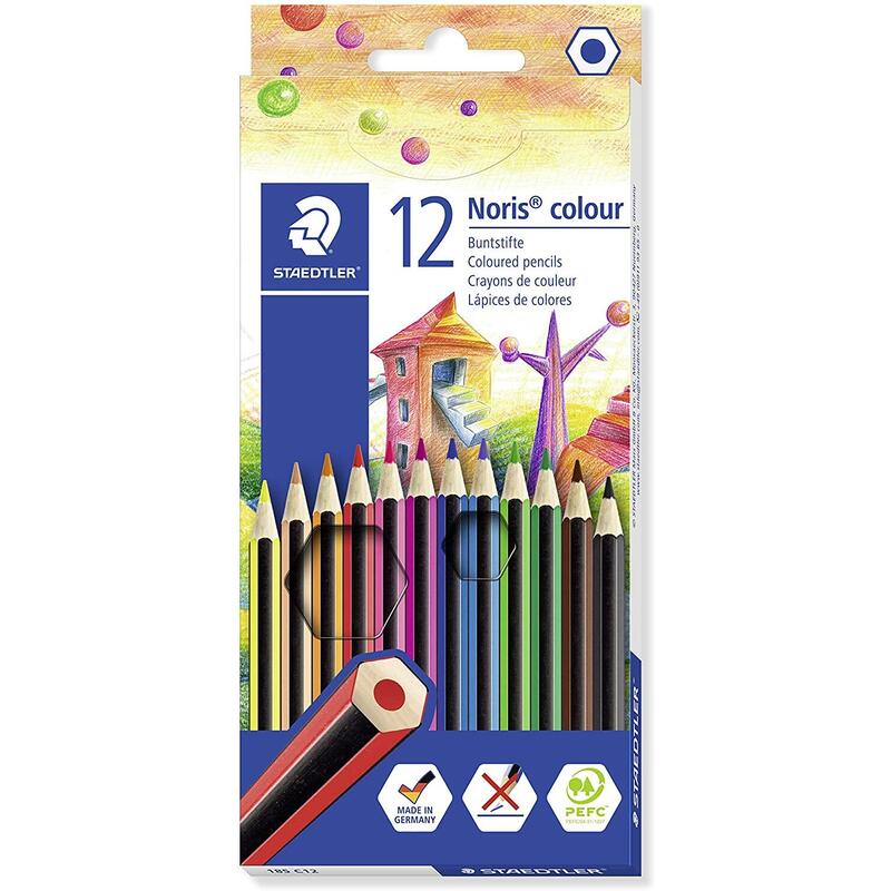 Staedtler Noris Colour 185 Laápiz De Color 12 Pieza(S) Negro, Azul, Marrón, Verde, Azul Claro, Verde Claro, Magenta, Naranja, Melocotón, Rojo, Violeta, Amarillo