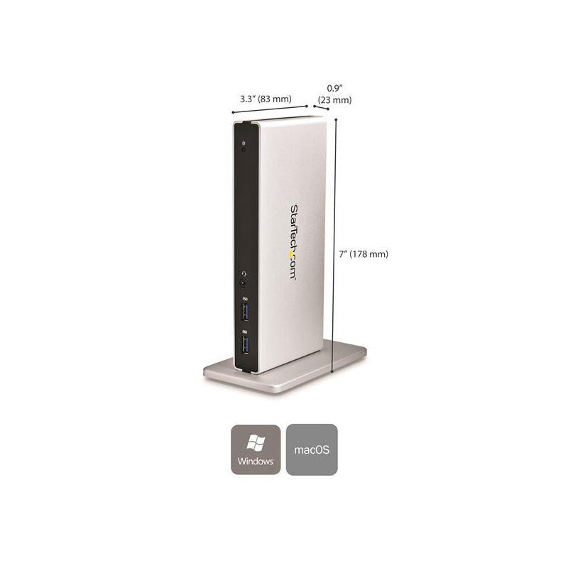 Startech Docking Station Usb 3.0 Para Dos Monitores Con Dvi Y Soporte Vertical