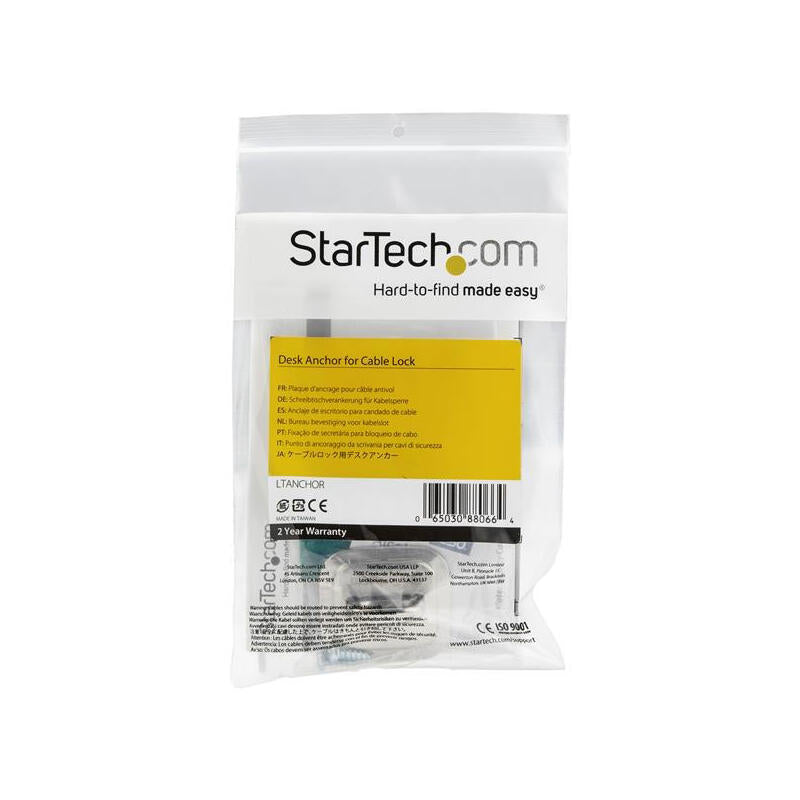 Startech.Com Ancla Para Cable Con Candado - En Aleación De Zinc - Punto De Anclaje Para Ordenador Portátil