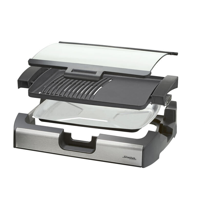 Steba Bbq Tischgrill Vg 200 (Negro, 2.200 Watt, Mit Glasdeckel) 06-49-00