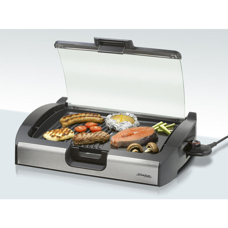 Steba Bbq Tischgrill Vg 200 (Negro, 2.200 Watt, Mit Glasdeckel) 06-49-00