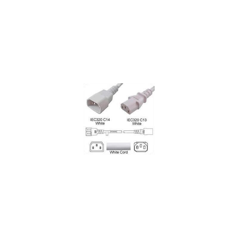 StrMforlNgerkabel Hvid C14 C13, 2,5 Meter H05vv-F 3x0,75