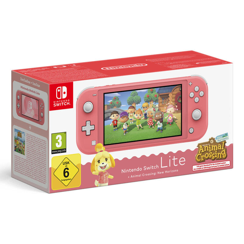 Switch Lite Console Animal Crossing Coral
