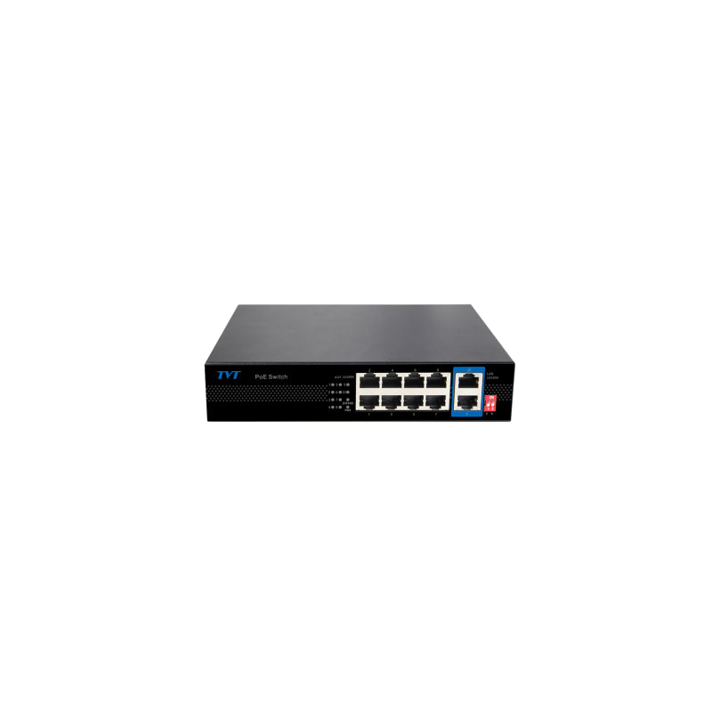 Switch Poe De 8 Puertos 10/100 +2 Puertos Rj45 10/100 Con Ia