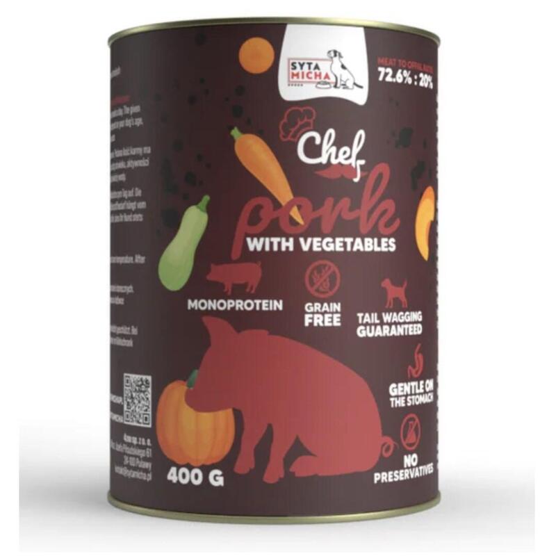 Syta Micha Chef Cerdo Con Vegetales Comida Húmeda Para Perro 400g