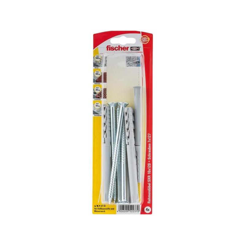 Taco De Eje Largo Fischer Sxr 10x120 Tk Gris Claro, 4 Piezas, Con Tornillo 52237