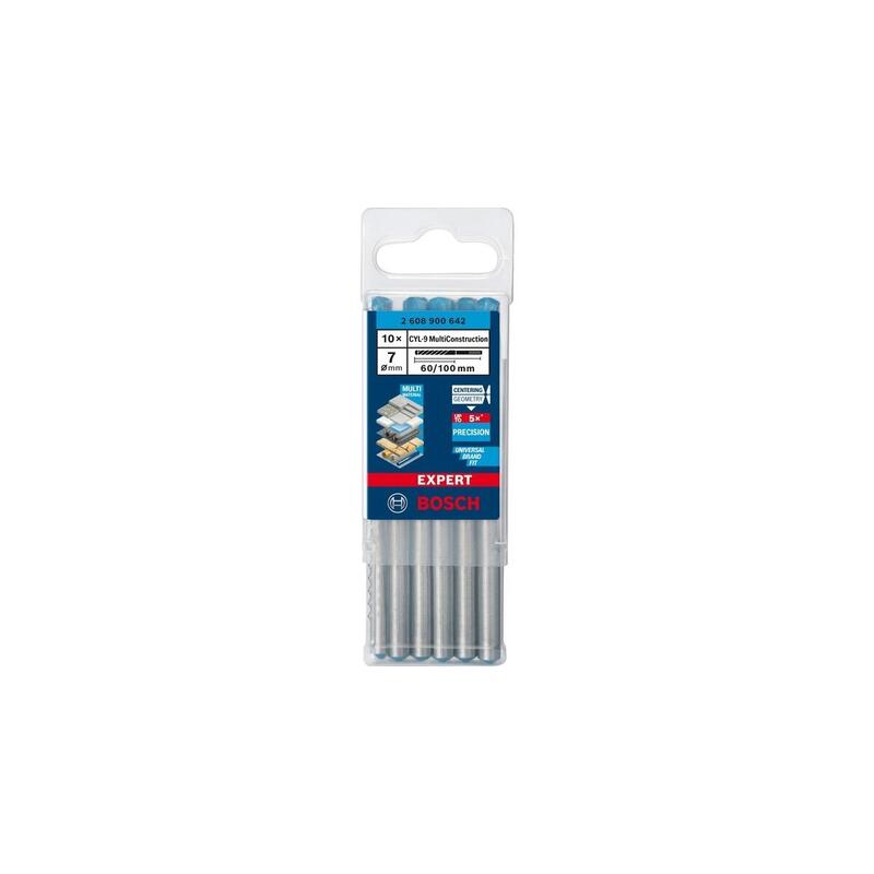 Bosch Professional Expert Cyl-9 Taladro Multiconstrucción, Ø 7 Mm, 10 Piezas, Longitud Útil 60 Mm 2608900642