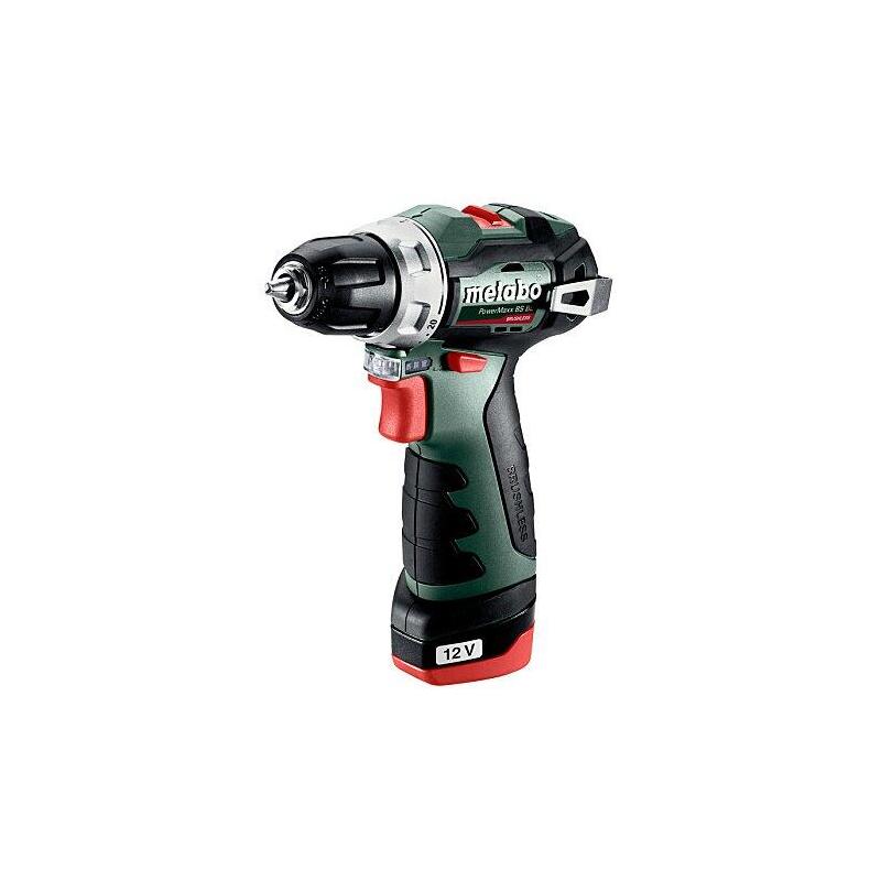 Taladro Metabo Atornillador Inalámbrico Powermaxx Bs Bl (12 V, Par De Giros Max: 20 Nm En Blando Y 38 Nm En Duro, Incluye 2 Baterías Insertables Lipower 2.0ah, Un Cargador Lc 24 Y Maletín Powermaxx)