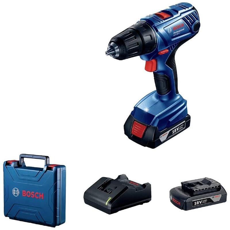 Taladro/Atornillador Bosch Powertools Inalámbricogsr 180 Li Professional, 18volt (Azul/Negro, 2x Li-Ion Akku 2,0ah, Koffer) 06019f8109
