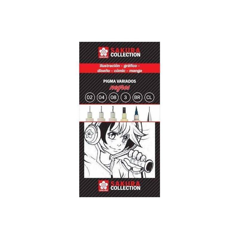 Talens Sakura Collection Set De Rotuladores Pigma Variados + Portaminas Negro