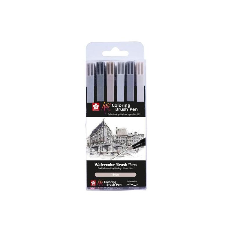 Talens Sakura Rotuladores Punta Pincel Koi Colouring Brush Pen Estuche De 6 C/Surtidos Urbanos