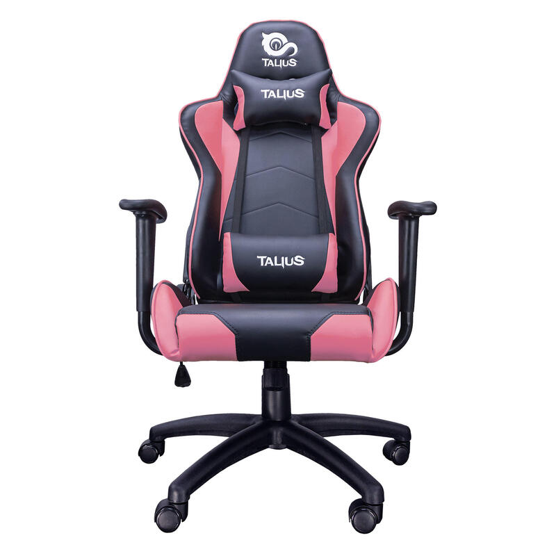 Talius Silla Gecko Gaming Negra/Rosa,Brazos Fijos, Butterfly, Base Nylon, Ruedas Nylon