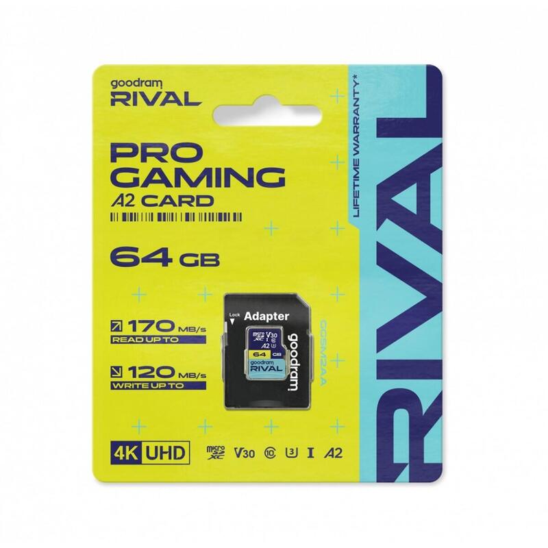 Tarjeta Goodram Microsdxc 64gb V30 A2 Uhs I U3 Rival + Adapter