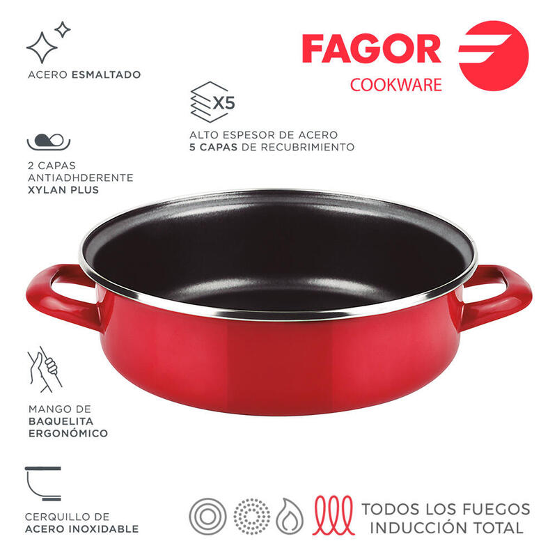 Tartera Optimax Roja Acero Aisi 430 Fagor Ø26x8cm