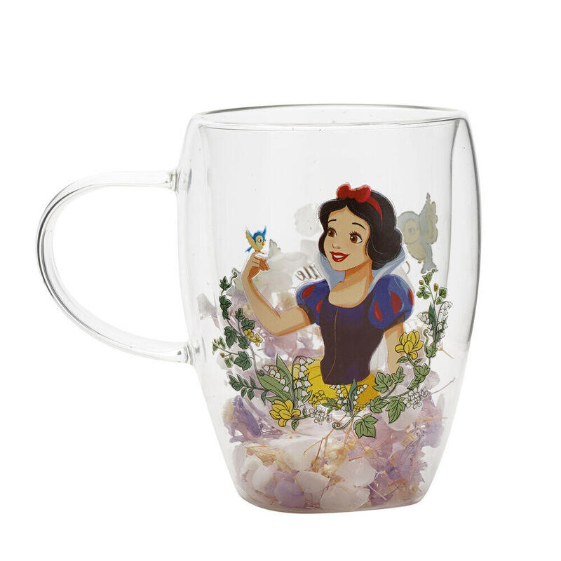 Taza Cristal Flores Secas Blancanieves Princesas Disney
