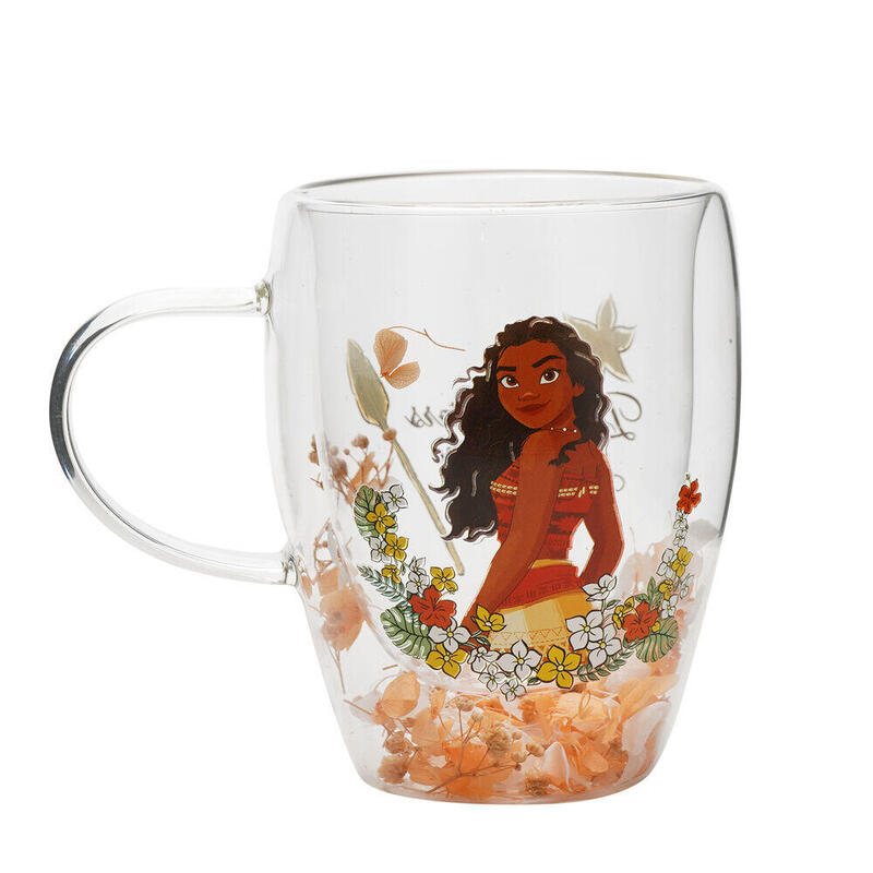 Taza Cristal Flores Secas Vaiana Moana Princesas Disney